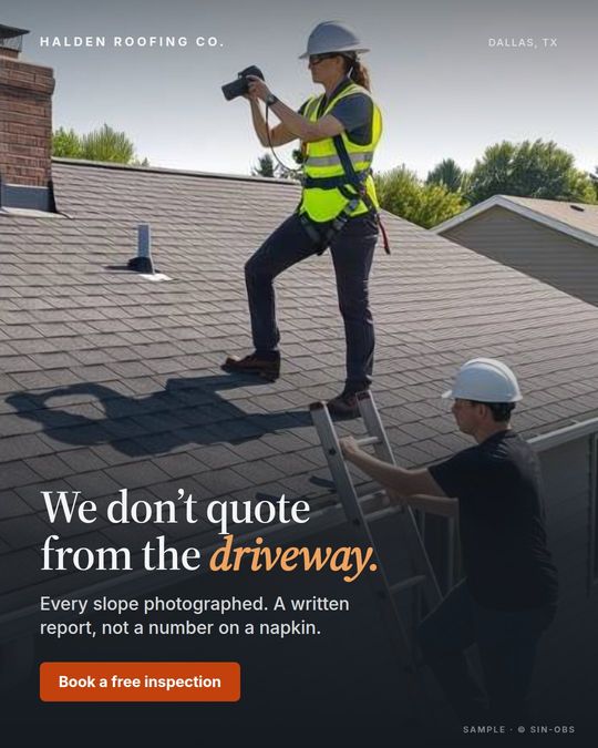 Sample roofing ad 1 for a fictional business