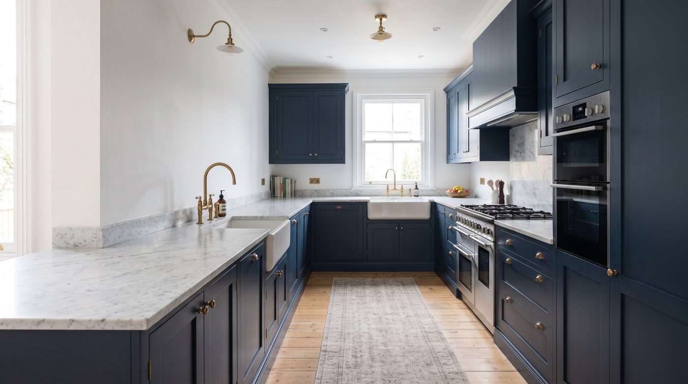 The finished kitchen, end to end (sample image)